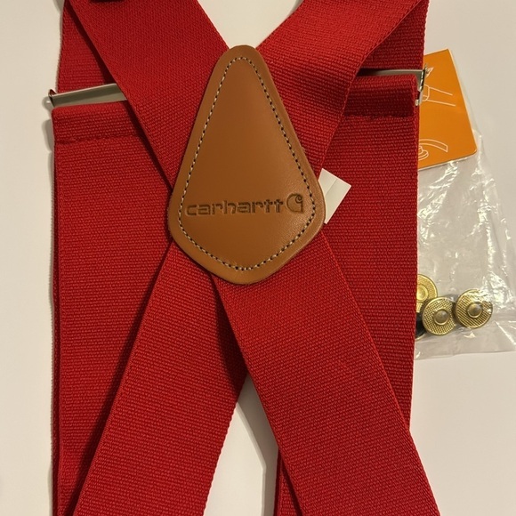 Carhartt 2 inch RED suspenders with buttons brand new with leather tabs HOLIDAY - Picture 2 of 5